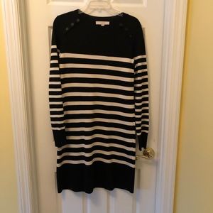 Loft black and white striped sweater dress